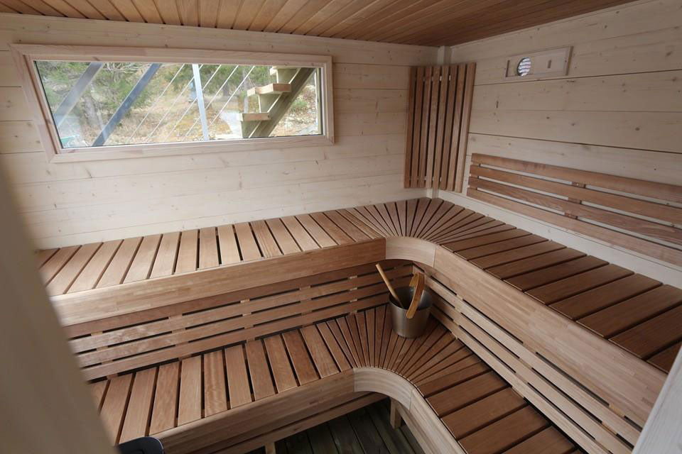 Heated aspen sauna benches