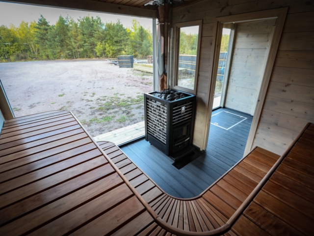 View from the benches in the sauna raft