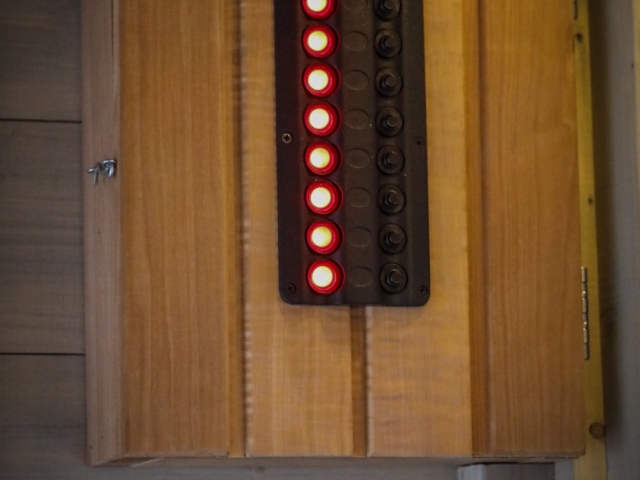 the electrical cabinet on the sauna raft