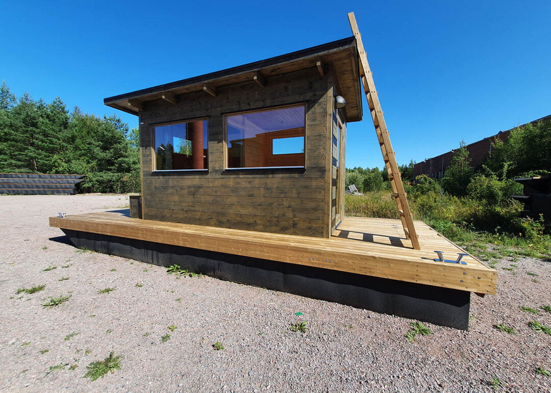 Sauna raft ready for delivery