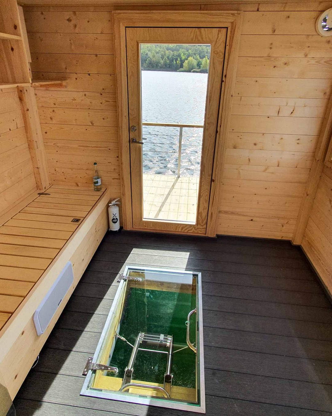Bad luck with a glass in the sauna raft Bad luck with a glass in the sauna raft