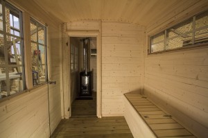 Changing room with storage bench
