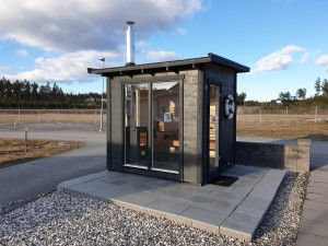 Besichtigung Saunahütte auf Nybygget, Arlanda Stadt 